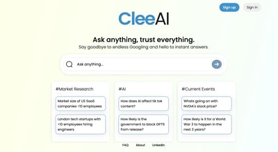 CleeAI - The Most Accurate and Trustworthy AI Search Engine preview